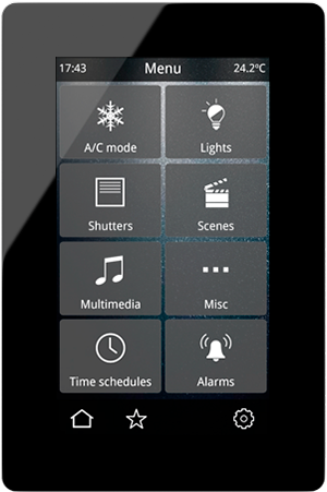 IDDERO VERSO 2 - 4.3” KNX capacitive touch panel up to 96 control functions Glass Black