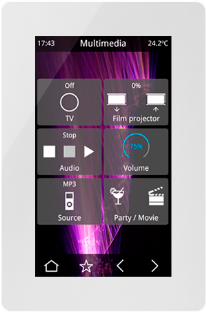 IDDERO VERSO+IP 2 - 4.3” KNX capacitive touch panel. Up to 96 control functions Glass White